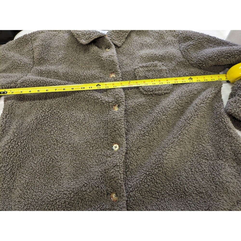 Koolaburra by UGG Brushed Back Sherpa Cozy Shacket Shirt Jacket Olive Green 1X - Picture 8 of 9